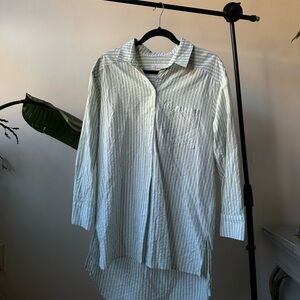 Anthropologie Oversized Green & White Striped Dress